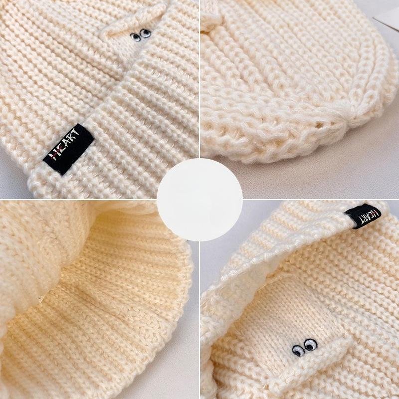 Autumn and winter warm ear protection versatile loose big head circumference knitted hat women