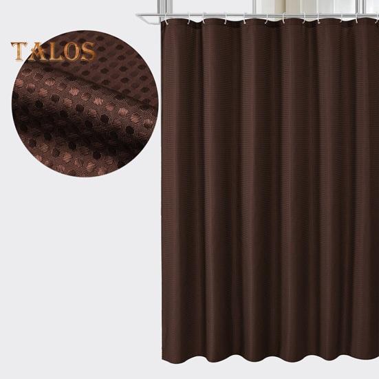 1 Set Shower Curtain with 12 Hanging Rings Contrast Solid Color Thickened Waterproof Punch-free Washable Kitchen Door Curtain Bedroom Window Curtain
