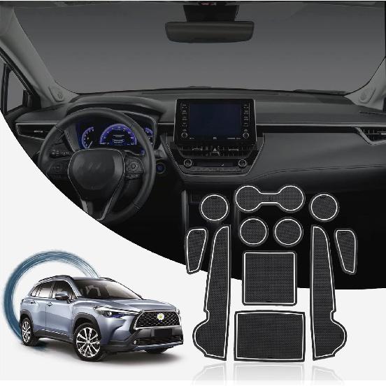 

Door Slot Mats for Corolla Cross Accessories 11PCS/Set Non-Slip Dust Corolla Cross Mats Cup Holder Inserts Center Console Liner Mat Compatible with білий