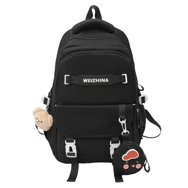 Contrast Color Middle School Student Schoolbag Large Capacity College Style Backpack with Coin Purse