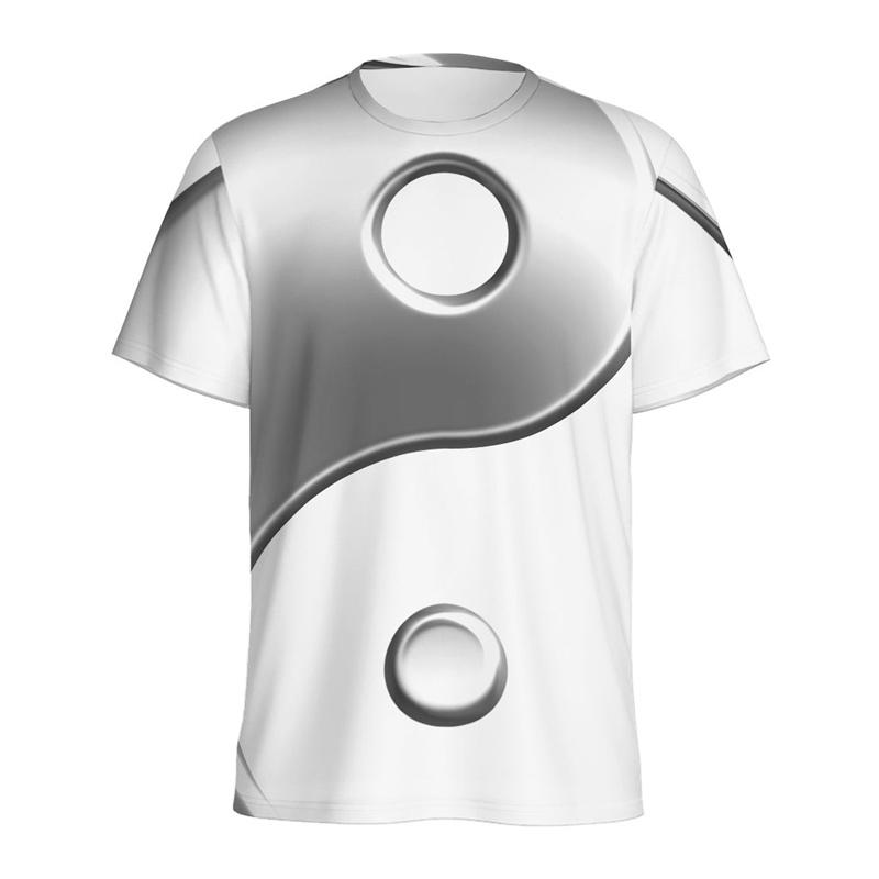 Černé Bílé Vzor Jin Jang Pánské Tričko Cool Street Kulatý Výstřih Krátký Rukáv Trička Top Dámské Léto 3D Tištěná Volná Trička