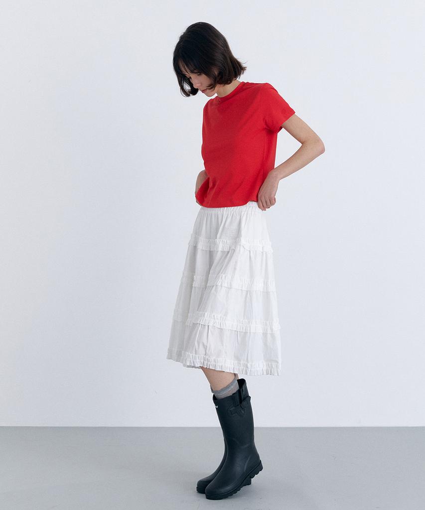 Cloet Tiered Frill Flare Skirt + White