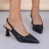 Shoes for Women 2024 Fashion Slip-on Women's High Heels Summer Solid Office and Career Sexy Pointed Toe Heeled Sandals Women