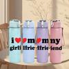 1PC I Love My Girlfriend Text 750ml Color Plastic Sports Water Bottle Leakproof Flip Straw Lid Suitable for Sports Office Home Use