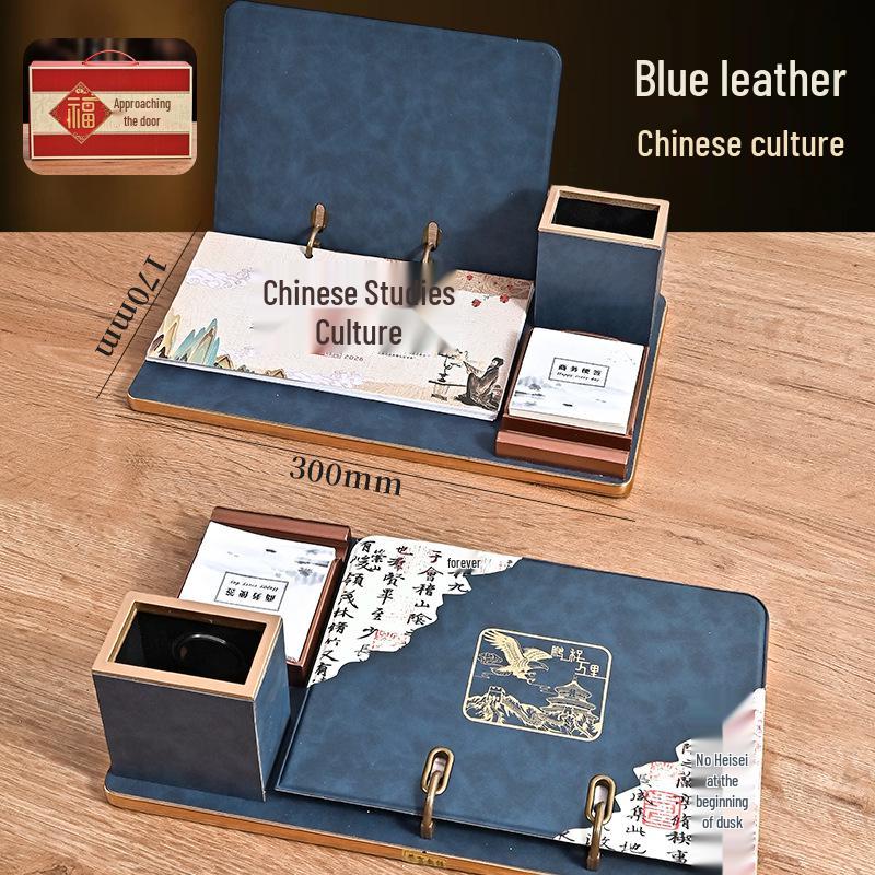2026 Custom Leather Business Desk Calendar Set with Logo - Creative Office Desktop Ornament Gift Box