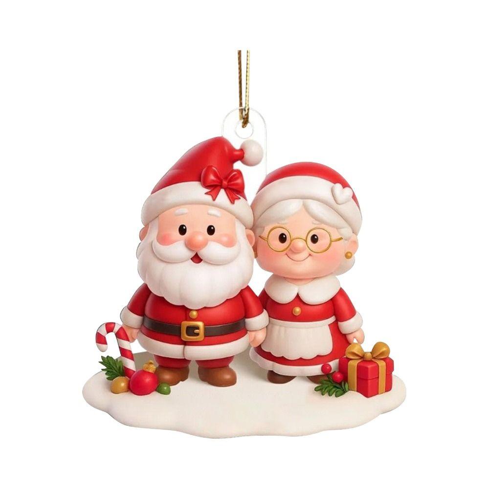 4PCS Acrylic Santa Couple Ornament Growing Old Together Christmas Tree Ornaments Christmas Tree