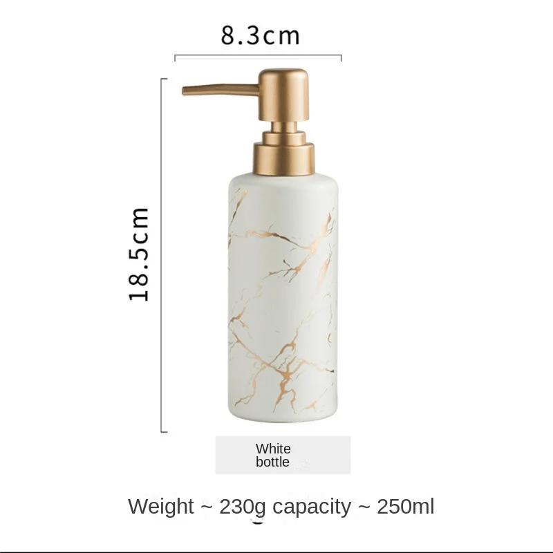 Luxe Goudkleurig Marmeren Keramische Lotion Fles Draagbare Zeepdispenser Badkameraccessoires Druk Shampoo Vochtigheidspak Fles
