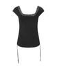 Peullijeunopallou Maya Lace Shirring Short Top (Black)