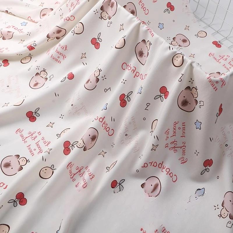 Wide 143cm Summer Cotton Fabric for DIY Sewing Children's Pajamas Clothes Cheongsam Super Soft Floral Cartoon Fabric