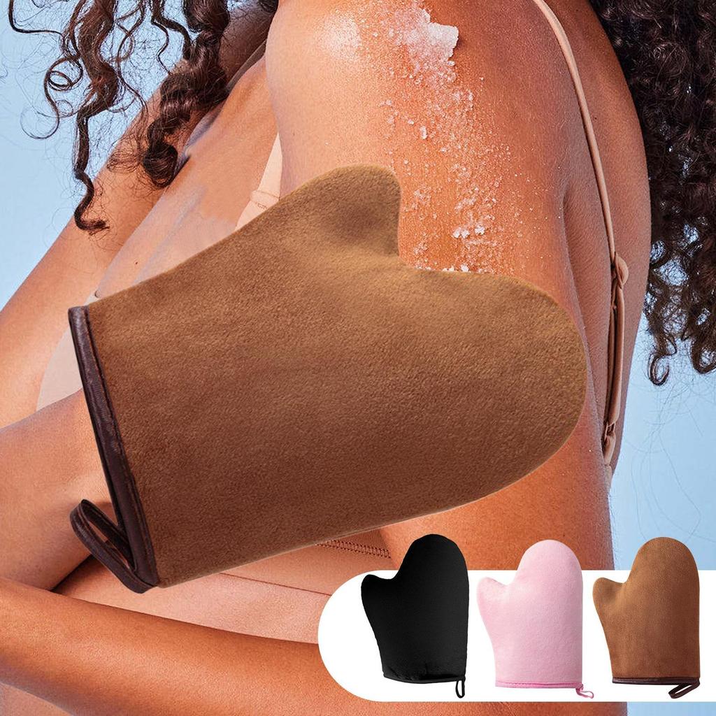 Self-Tanning Glove Tanning Body Lotion Mitt Reusable Machine Washable Applicator with Thumb Soft Tool Double-Sided Applicator
