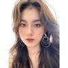 American Style Multi-Layered Large Round Sparkling Hoop Earrings, Millennial Hot Girl Exaggerated Earrings That Make the Face Look Smaller, Ear Clips