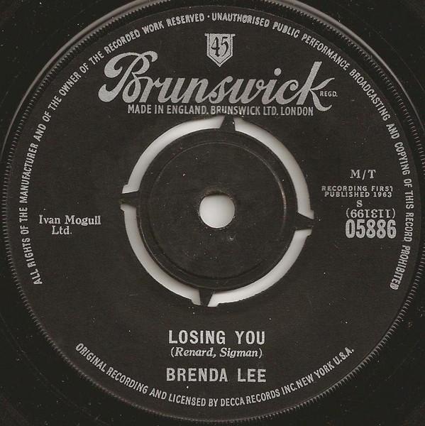 7-дюймовая пластинка BRENDA LEE Losing You 05886 Brunswick 1963 UK Rock Б/у