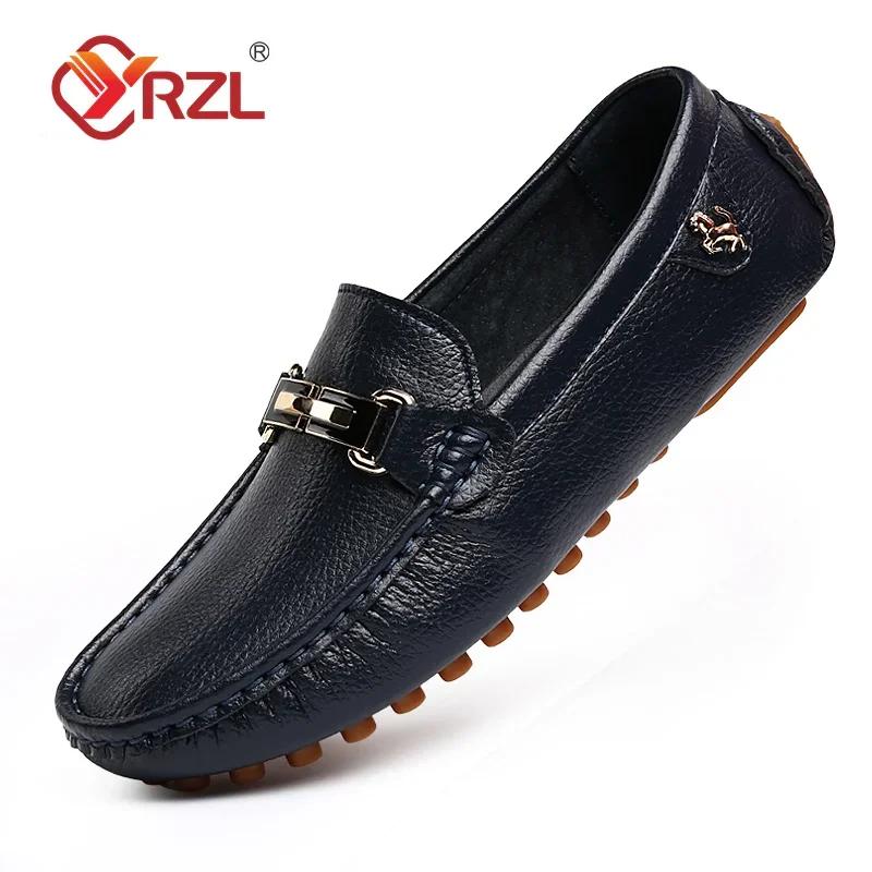 YRZL Loafers Men Handmade Leather Loafer Casual Driving Flats Slip-on Shoes Luxury Comfy Moccasins Size 48 Loafers Shoes for Men