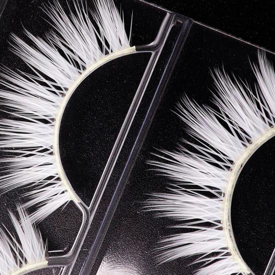 Yousheng 6Pcs  Makeup False Eyelashes  Soft  Comfortable To Wear  Chemical Fiber  Anime White False Eyelashes  for Masquerade