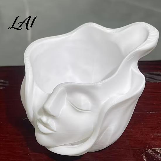 Succulents Plants Container Abstract Human Face Planter Pot 3D Printed Head Shape Succulent Pot Flowerpot for Home Office Balcony Decor
