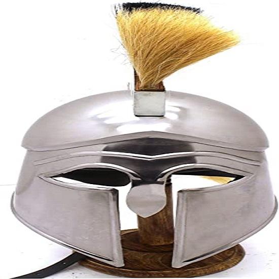 Medieval Warrior Helmet with Plume In 18 Gauge Steel Wearable for Adults