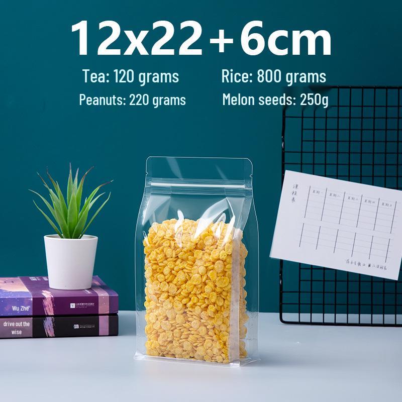 Frosted Transparent Self-Sealing Snack Bag with Handle for Dried Fruit and Tea Storage