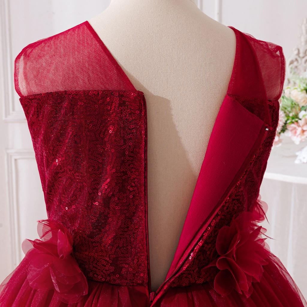 Elegant Girls Party Princess Long Dress Formal Wedding Bridemaids Birthday Prom Dresess for Girl Christmas LP662
