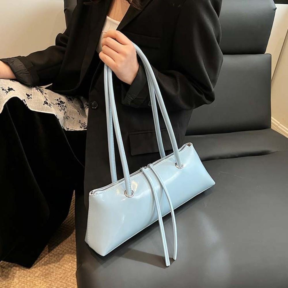 

Solid Color French Stick Handbag Y2K Texture Underarm Bags Portable PU Shoulder Bag Women