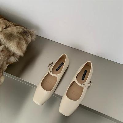 NEU Frühlings-Ballettschuhe mit quadratischer Zehenpartie, modische Mary-Jane-Schuhe mit niedrigem Absatz, casaul, silberne flache Schnalle, weiche Sohle