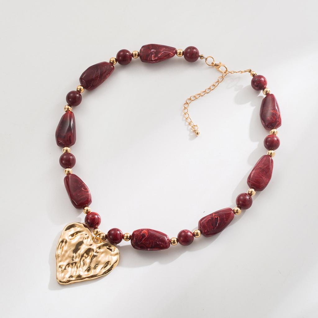 Asymmetrical Irregular Beaded Resin Chain Vintage Necklace Party Jewellery Gift