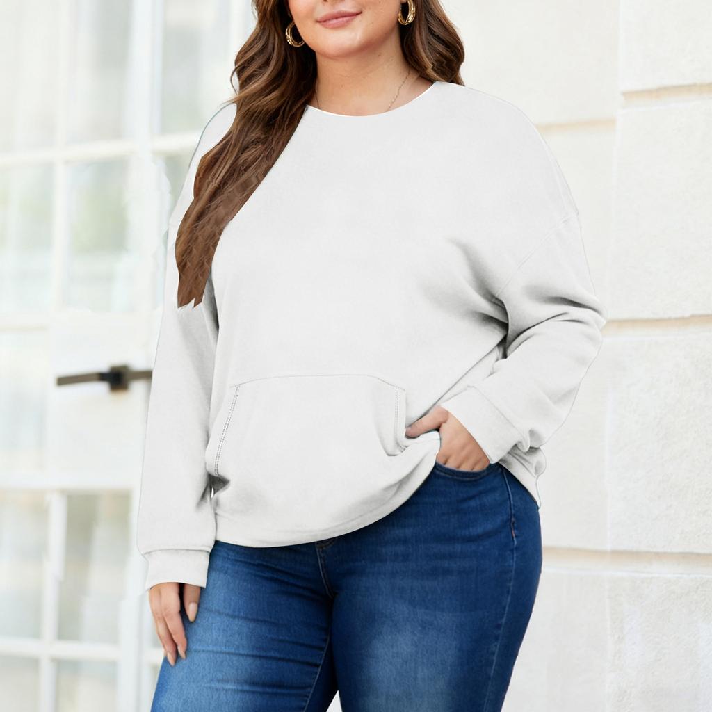 Plus Size Sweatshirt För Kvinnor Oversized Crewneck Långärmad Pullover Toppar