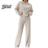 Elastic Waistband Sweatpants 2 Pcs/Set Women Hoodie Pants Suit Drawstring Thread Long Sleeves Solid Color Fall Home Wear Pajamas Top High Waist