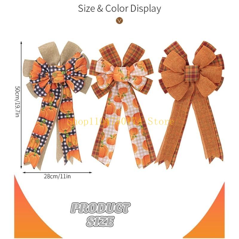 Handmade Polyester Ribbon Bowknot for Front Door Home Decoration Thanksgiving Hanging Accessories Party Supplies Top Sale