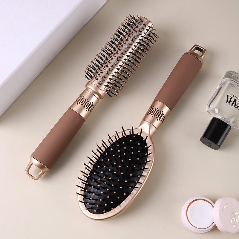 Gold-Plated Frosted Hairdressing Comb: Knot-Free, Anti-Static, for Straight and Curly Hair, with Fluffy Air Cushion Design.