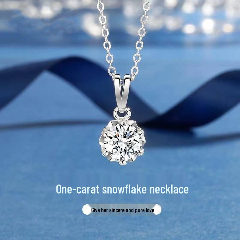 

Подвеска-снежинка с муассанитом в корейском стиле - Женское роскошное украшение со звездой на шести зубцах