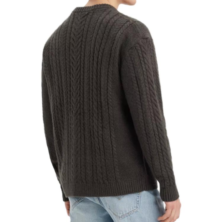Levis Solid Color Crew Neck Pullover Sweater Men sweater Raven-Black A0708-0015