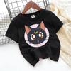 SailorsMoon Anime Girl's T-shirt Cotton Clothes Cute Cartoon Printed Toddler Sweatshirt Casual Short Sleeve Kids Game Trend Tops