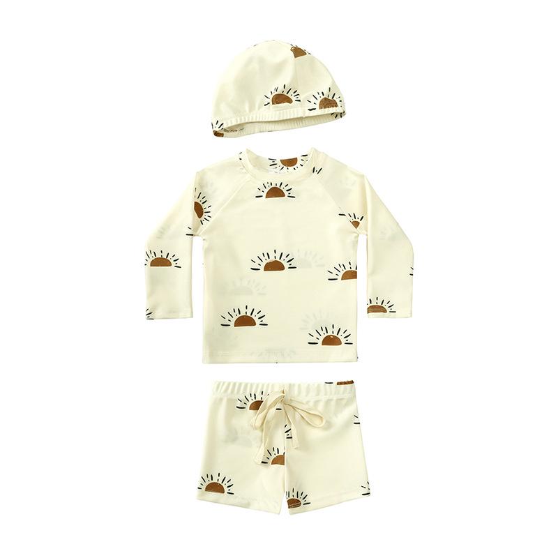 

Boys Hot Spring Swimsuit: 2025 Three-Piece Beach Set for Kids Size 110