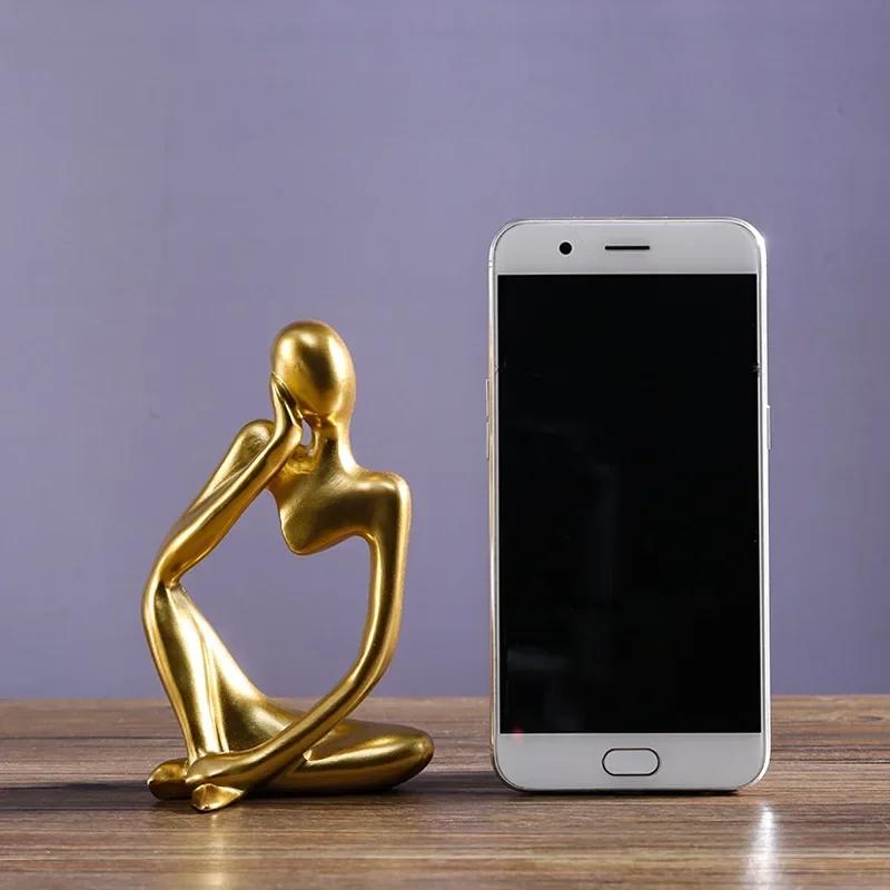 Sand Color The Thinker Abstract Statues Sculptures Yoga Figurine Nordic Living Room Home Decor Decoration Home Desk Ornaments