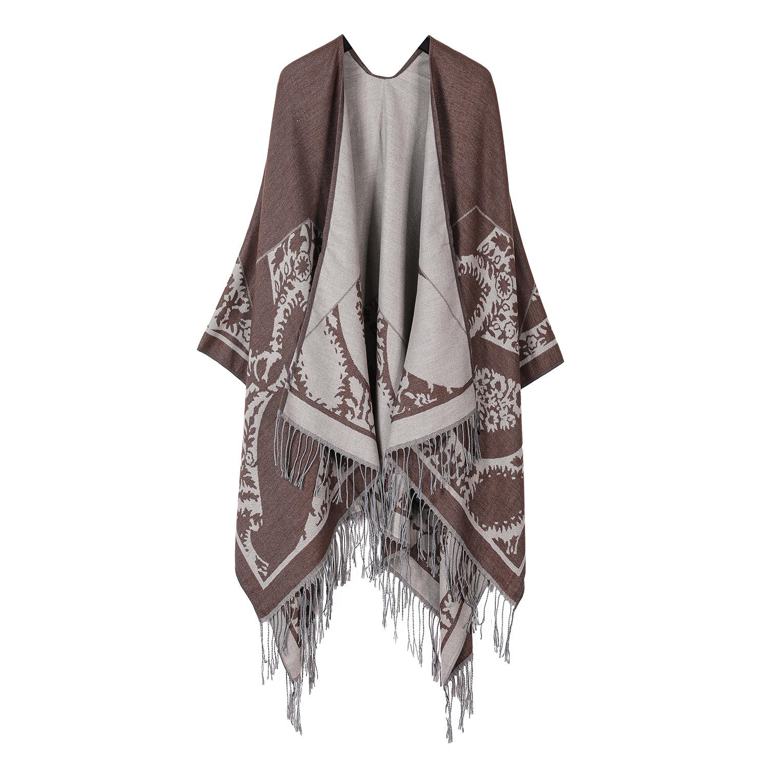 

Дорожная теплая шаль для мужчин, офисное одеяло для сна, универсальное вязаное покрывало с бахромой, накидка для женщин темно-коричневого