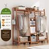 Bamboo Floor-Standing Clothes Rack & Wardrobe Organizer