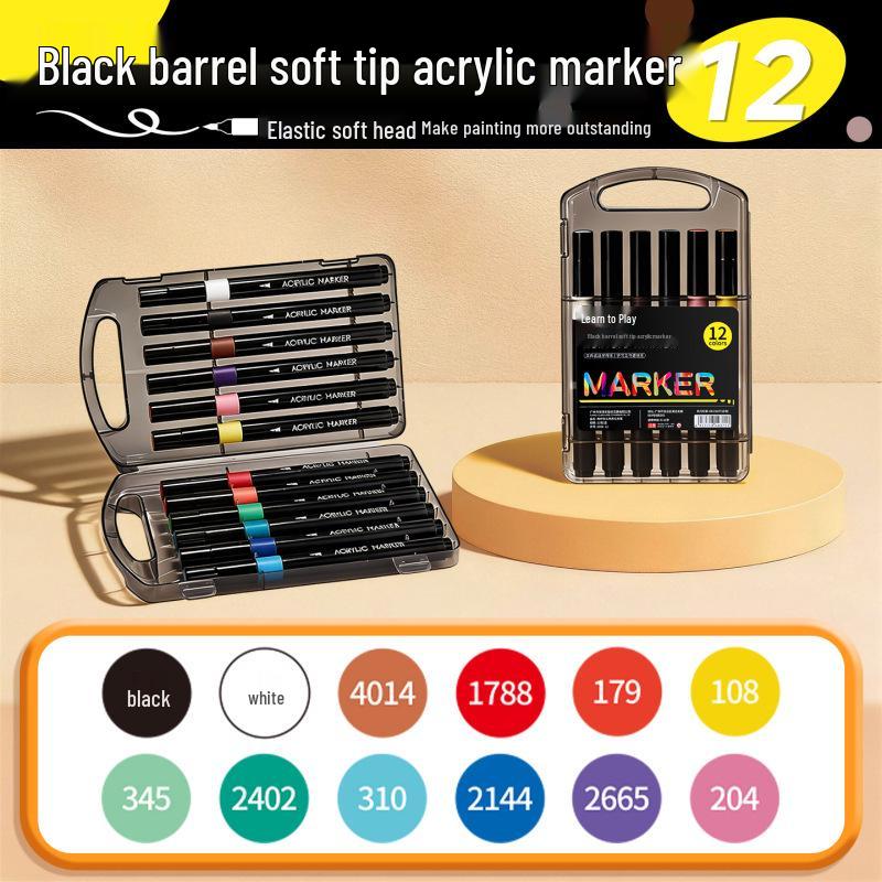 Kleine schwarze Box Acryl-Softspitzen-Markerstift für Kunstprojekte von Schülern und Kleinkindern