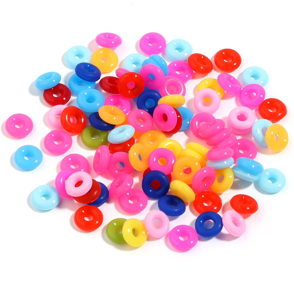 100pcs 6/7mm Colorful Elastic Silicone O-Ring Positioning Beads Stopper Beads For Leather Bracelet Jewelry Making Accessories