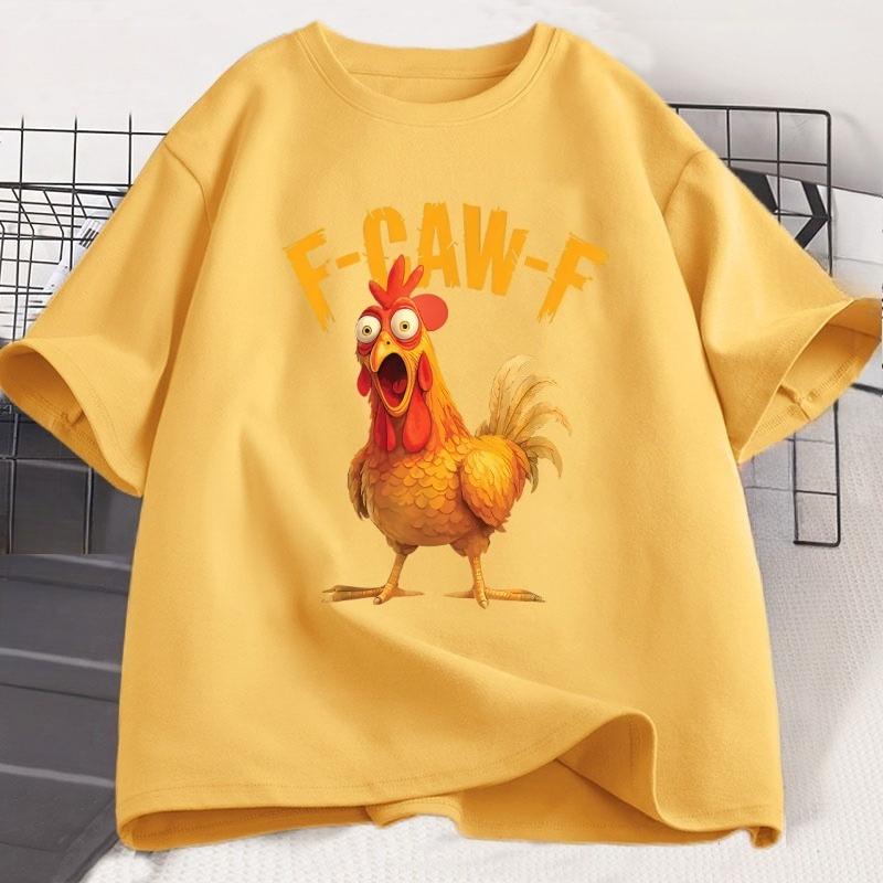 Maglietta Divertente Pollo Urlante F CAW F Tshirt Casual Cotone Manica Corta FCAWF Maglietta Pollo Unisex Donna Abbigliamento Largo Regali