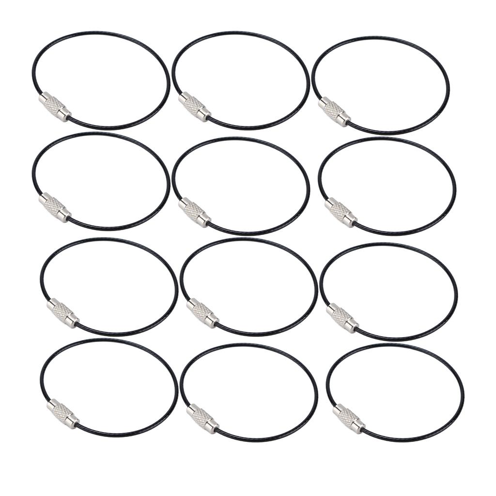12 Pcs Wire Keychains Stainless Steel Wire Rope Key Ring Multi Purpose Wire Buckle Rope Loop