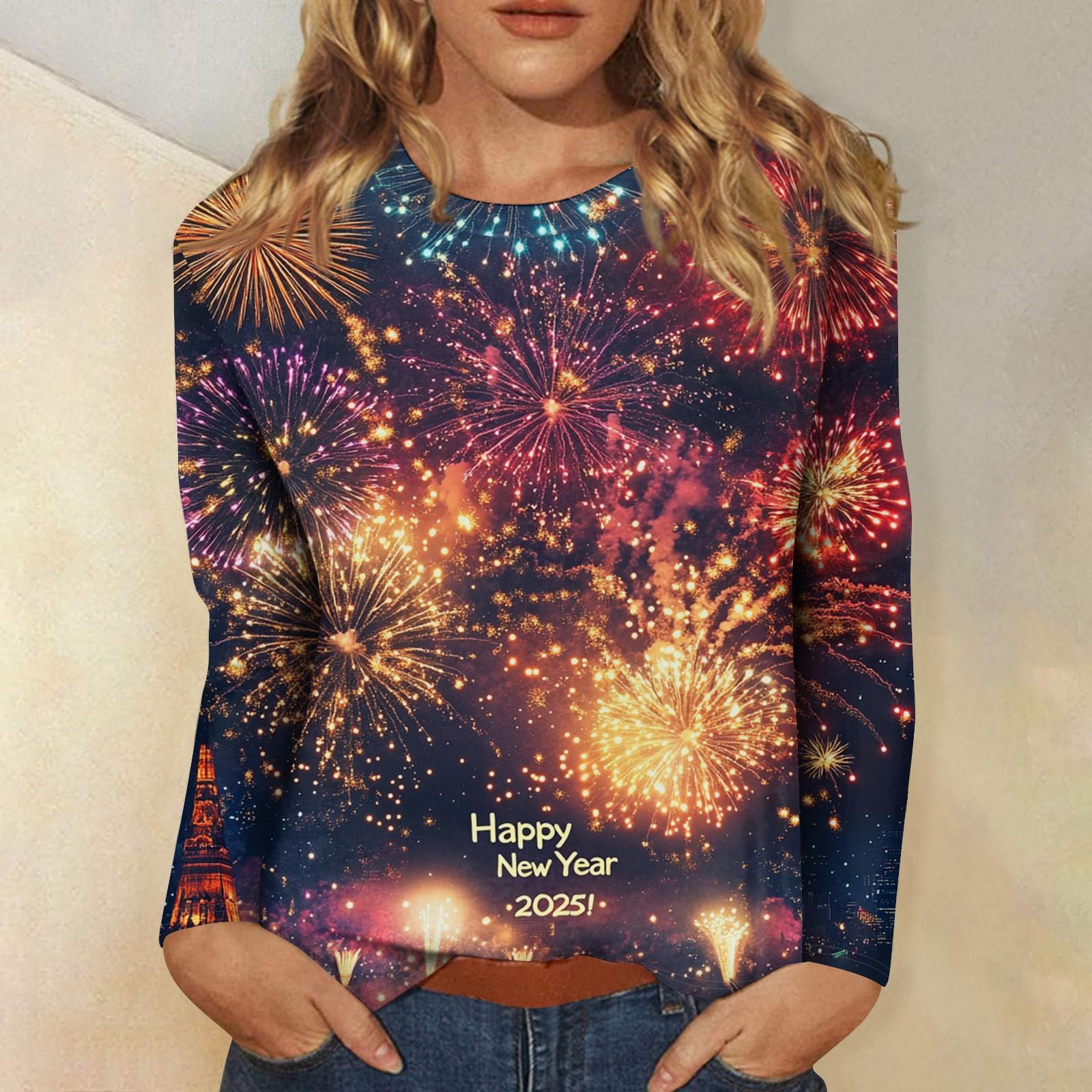 

Женский повседневный модный сексуальный удобный рождественский принт с круглым вырезом и длинными рукавами L