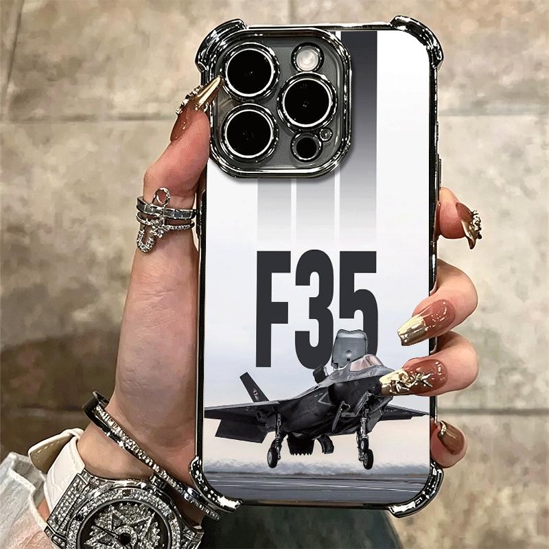 Fighter Plane F-22 Raptor Cool Soft Phone Case For iPhone 15 16 17 Air 14 Pro Max 16E Plus 13 12 Mini Plating Anti-Fall Fundas