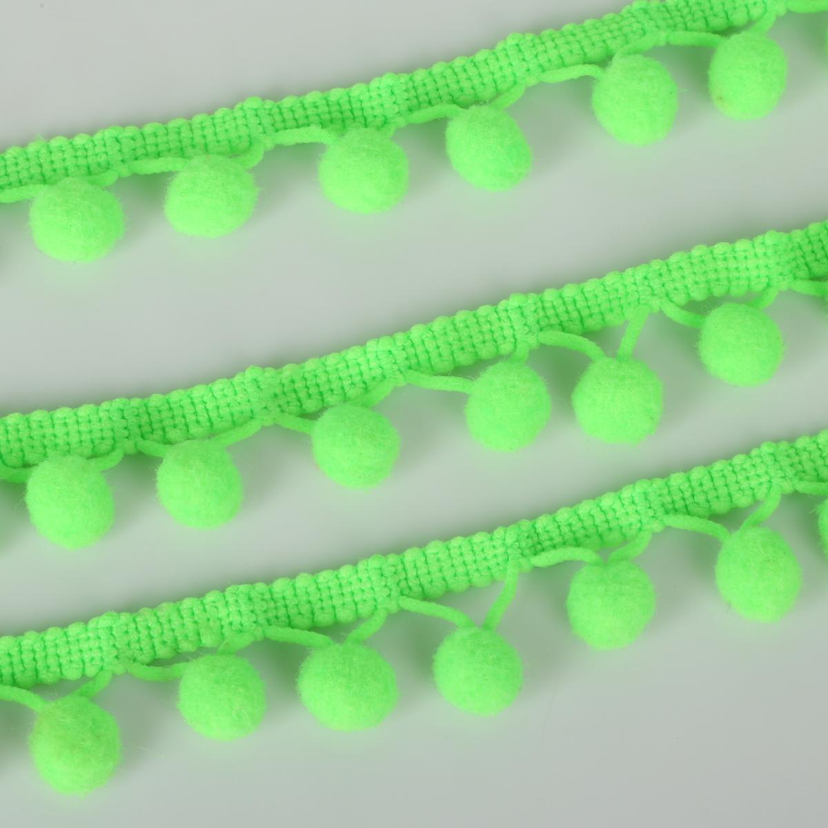 

5 ярдов, шар с помпоном, 10 мм, мини-жемчужный помпон, бахрома, лента для шитья, кружевная ткань, ручная работа, аксессуары для рукоделия «сделай сам» флуоресцентный зеленый