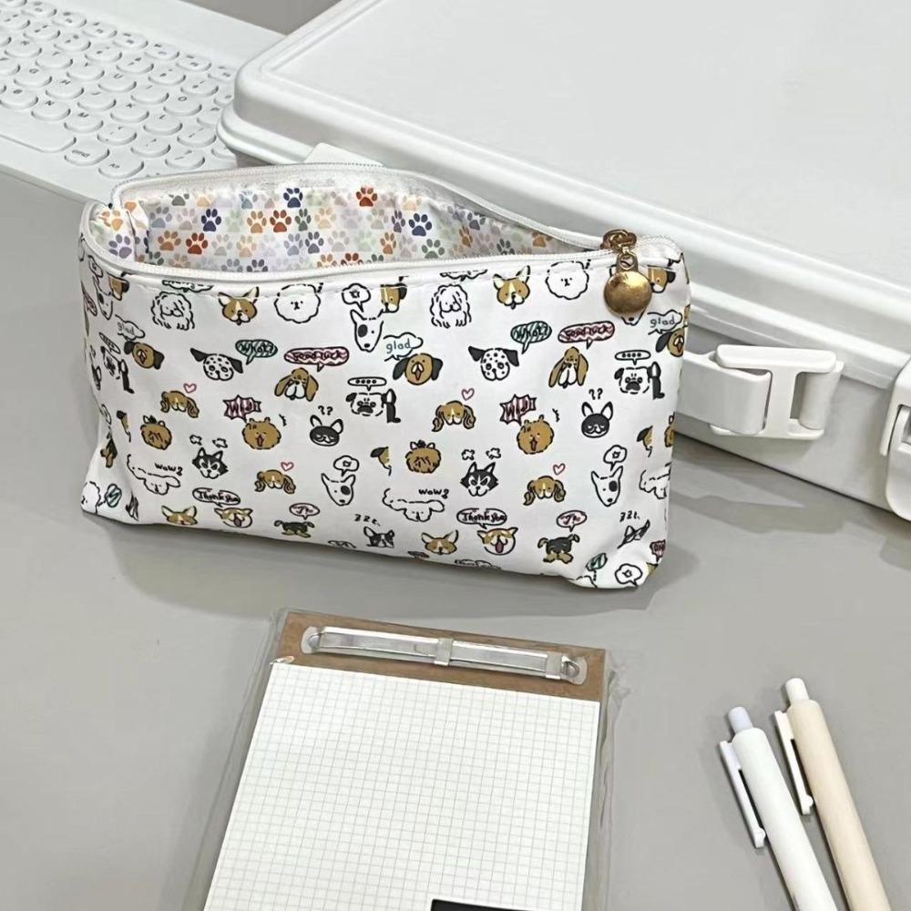 Large Capacity Puppy Print Pencil Case Desktop Storage Puppy Pencil Pouch Dog Pencil Bag  Children