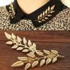 Rhinestone Brooch Leaf Jewelry Metal Brooch Collar Brooch Golden Leaves Collar Pin  Unisex Wear