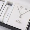 4Pcs/Set Bridal Jewelry Set Inlaid Necklace Sparkling Rhinestones Earrings