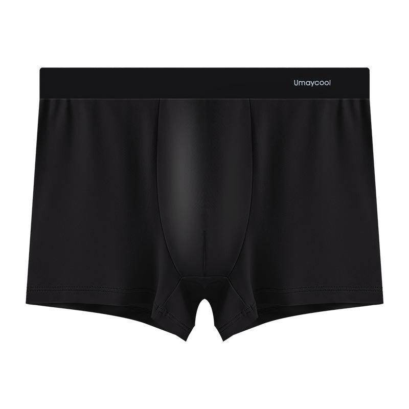 

Мужские дышащие шорты-боксеры Ice Silk со средней посадкой — летние, тонкие, впитывающие пот, бесшовные, комфортные XXXL (160-180 catties) чёрный