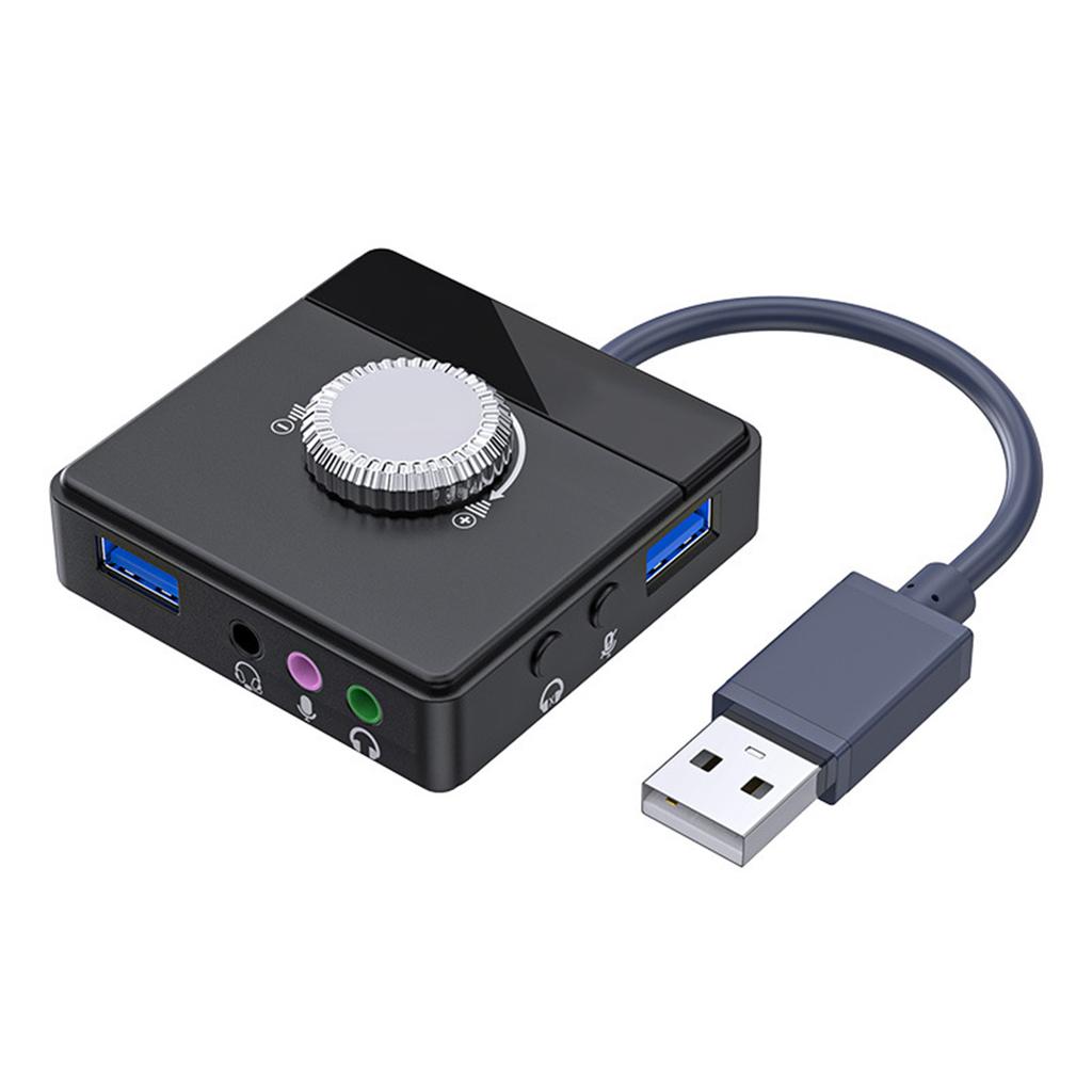 USB Lydkort Plug and Play Ekstern USB Lydadapter med 3,5 mm USB-grensesnitt Volumkontroll for