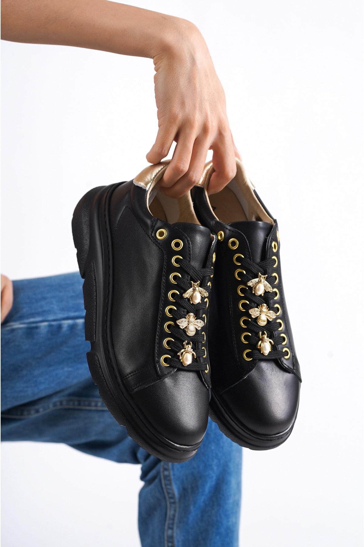 

Черные и черные женские кожаные кроссовки из натуральной кожи, спортивная обувь