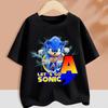 Sonics T-shirt for Children Cartoon A-Z Letter Tee Top Round Collar Clothing Summer Short Sleeve Kids Anime Partern Clothes Gift